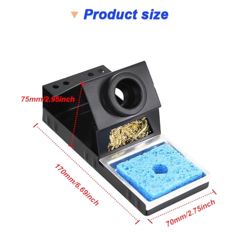 Soldeerijzeren houder, Stabiele draagbare Soldeerijzeren houder met messing wol, Schoonmaak spons, Soldeer Tip Slot, Geen water nodig