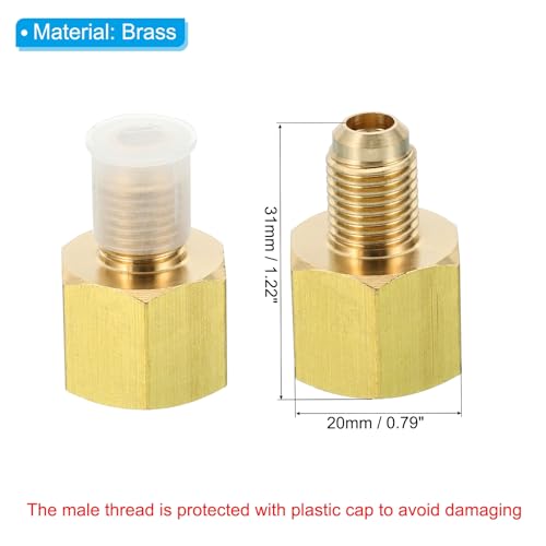 3/8 Inch Vrouwelijke Flare x 1/4 Inch Male Flare Connector, 2Scs SAE 45 Degree Flare Brass Adapter Flare Pipe Fitting voor Air Gas Line Cooling HVAC