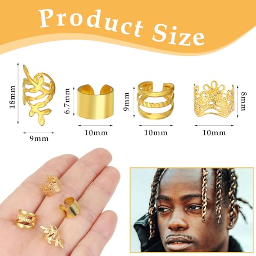 Gouden Vlechten Haar Accessoires 40 Stukken Verstelbaar Metaal Vlechten Ringen Haar Spiraalen Clips Aluminium Haar Ringen Dreadlocks Accessoires Vlecht Haar sieraden voor vrouwen Mannen 5