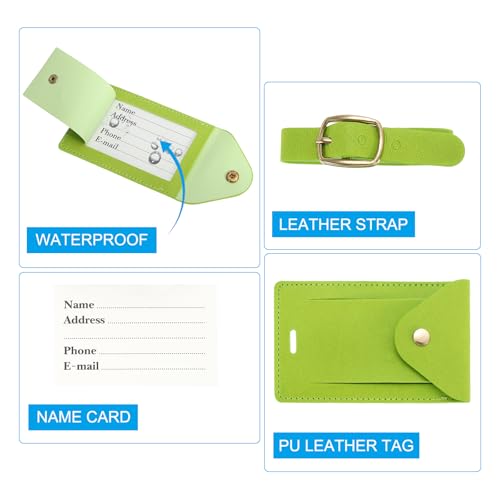 Bagagelabels voor koffers, 2 stuks PU-lederen bagagelabels privacybescherming bagage-identificatie reistaslabels reisaccessoires, lichtgroen 3