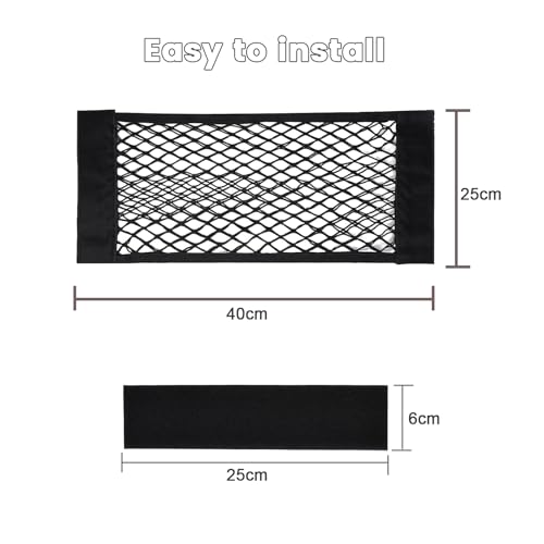 Verpakking van 4 auto-opslag Nettas met Elastische Sticker Trunk Opslag Net 40 x 25 cm Elastische opslag Net voor auto, Bagage, Klein voor commerciële voertuigen, Caravans