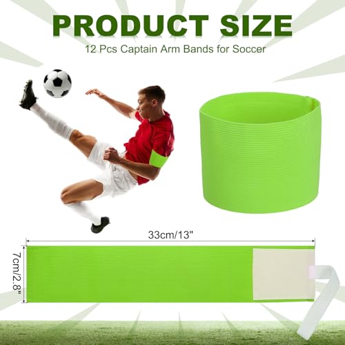 Voetbal Captain Armband, 18Stuks Captain Armbanden voor Voetbal Elastische Captain Arm Band Sport Captain Armbanden voor de jeugd Volwassen Voetbal Team Training Fluorescent Green