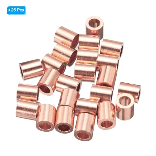 1/8"/3mm draad touw stop sleeve, 25 Pack koper Crimping Loop Sleeve End voor draadkabel Ferrule, Gold Tone 3