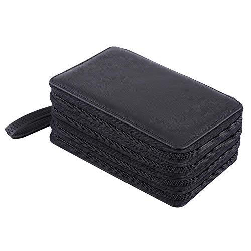 Potloden geval Multilayer 72, Office Supplies Slots PU lederen potloden zak grote capaciteit gekleurde school potlood Organisator (zwart) 4
