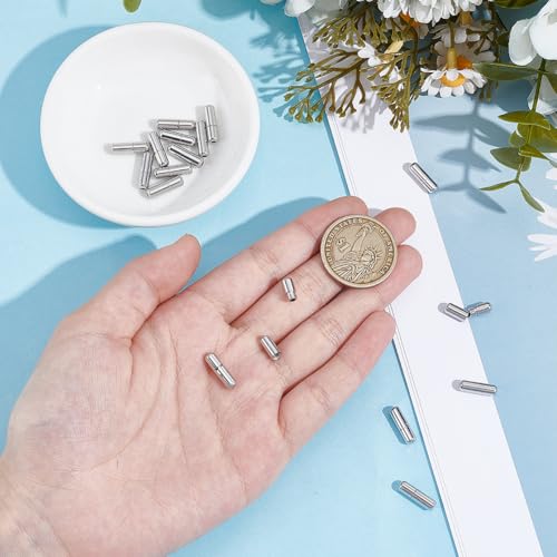 Verpakking van 20 Schroefsluiting, Lace Up Gesp, Afneembare Halsband sluiting, Pearl Barrel Connector, Lederen Cord End, voor sieraden maken armbanden, Kettingen, 13.5 x 4 mm 3