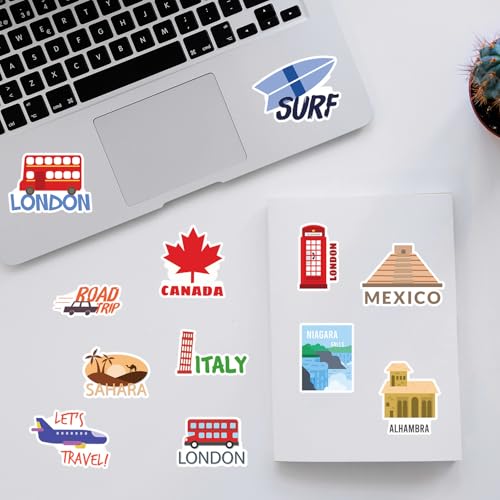 Travel Sticker Set voor tieners Volwassenen 50 stuks Waterdichte Vinyl Stickers Automotor Fiets Skateboard Snowboard Bagage Laptop Koffer Helm Motorfiets Computer 3