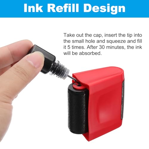 Identiteitsdiefstal bescherming, 4 stuks 0,7/1.7 Inch Vertrouwelijke Roller Stempel Privacy ID Politie postzegel Roller voor Beveiliging ID-adres met 8 stuks Refills, Geel 3