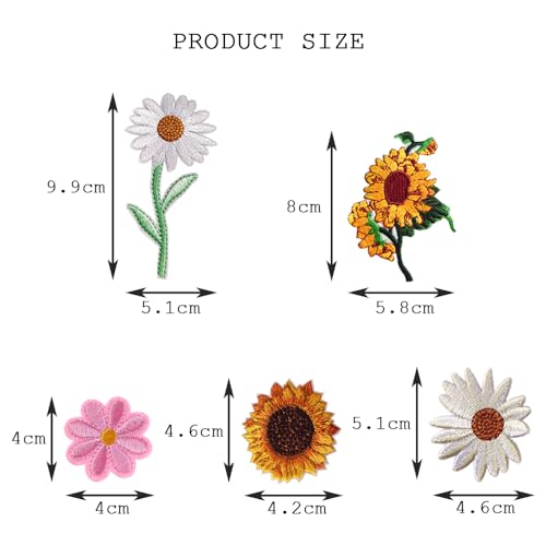 Verpakking van 32 Appliques Patches Decoratieve geborduurde patches Applique set gemengde kleur Daisy zonnebloemen ijzer op patches Naaien Bloem Reparatie Patch voor DIY