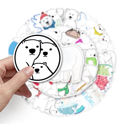 Polar Bear Sticker Set Stickers Kinderen Tieners 50 stuks Dieren Waterdicht Vinyl Decals Laptop Skateboard Kofferhelm Autofiets mobiele telefoon Motorrijwiel Bike Scrapbook Cadeau dagboek Cups 3