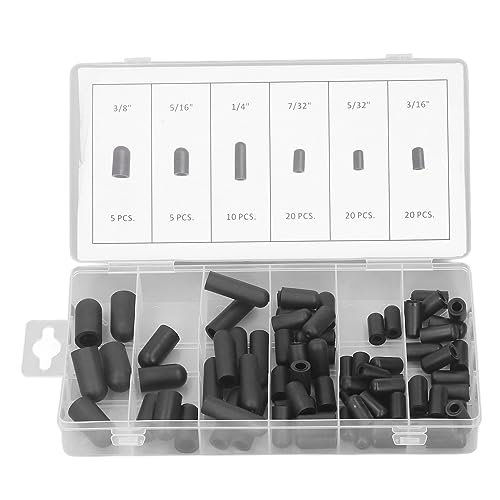80 stuks Vacuüm Hoed Plug Assortiment Kit Rubber Leakage Prevention Heat Resistant with A Storage Box 5/32in to 3/8in Black
