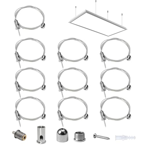 10 stuks installatie Kit voor kabelhangen, 1.5mm x 1m Roestvrij staal hangende kabel, Roestvrij staal draad touw voor Plafond stijl, verstelbare hangkabel, verstelbare roestvrij staal draad touwen