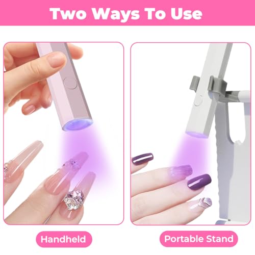 Mini UV-lamp voor Nagels, Mini LED Lamp voor Gel Nails, Portable Nail UV Lamp met statief, 20/60s Timer Modi, oplaadbaar voor Nail Polish, Surface Gel, Nagellijm, Cadeaus voor Vrouwen 4