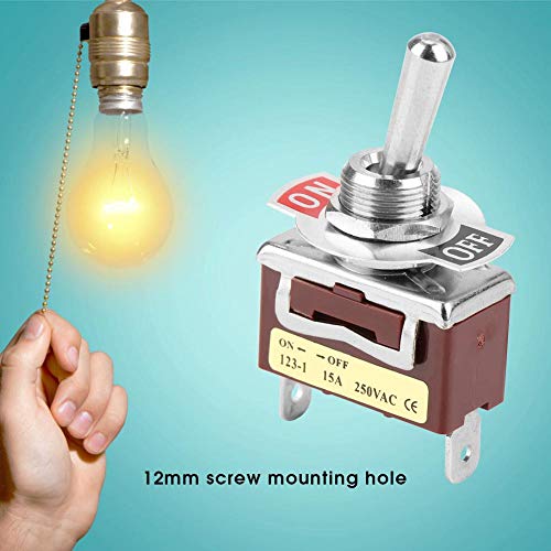 Rocker Switch 250V 15A, 2 Pin 2 Positie Aan/uit Tijdelijke Schakelschakelaar 12mm Montagegat 5