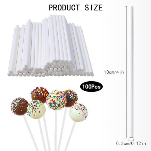 100 st. Cake Pop Sticks,Lollipop Making Tools 10 Inch Herbruikbare Cake Pop Sticks Lollipop Pop Sticks Paper Rods White Safety Craft Sticks Cake Topper Sticks voor snoep Cookies en