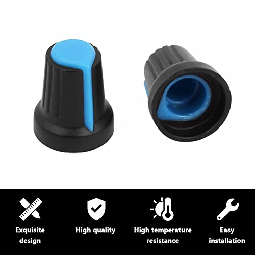 60 stuks potentiometerregelaar 6 mm kartelschachtgat potentiometer volume controle draaiknop 15 x 17 mm kleur wit, blauw, rood, geel, groen, oranje 3