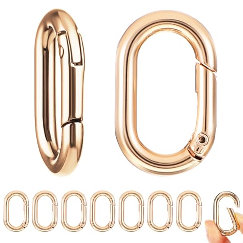 10 stuks Ovale lente karabijnhaak haken, metalen ring karabijnen, kleine gesp, lente, sleutelhanger, Legering karabijnhaak Clip voor rugzak, portemonnee, Car(Gold)