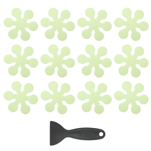 12 stuks Non Slip Bad Stickers, Non-Slip Douche Stickers met Scraper Badkamer Douche Vloer Stickers Snowflake Shape Leuke Treads Badkuipen, Paars