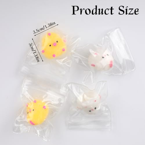 4 st. Mini-kip Knijpen Speelgoed, Kleine zachte kip Fidget Speelgoed Leuke Fufu Chick Stress Relief voor volwassenen Kinderfeest Gifts Klasse Awards (Geel, wit)