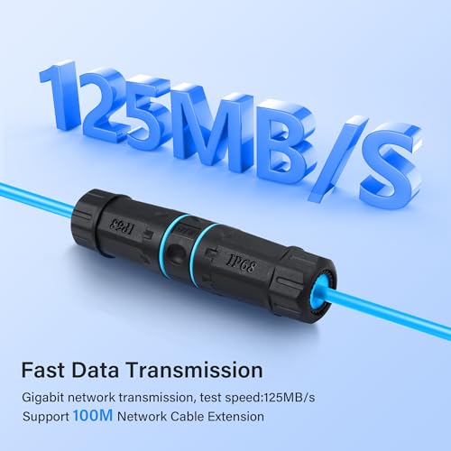 RJ45 Connector, waterdicht, 2 Pack 10GB, afgeschermd zuiver koper RJ45 Bus naar bus IP68 Waterdichte ethernet Outdoor LAN Kabelplug (Blauw) 4