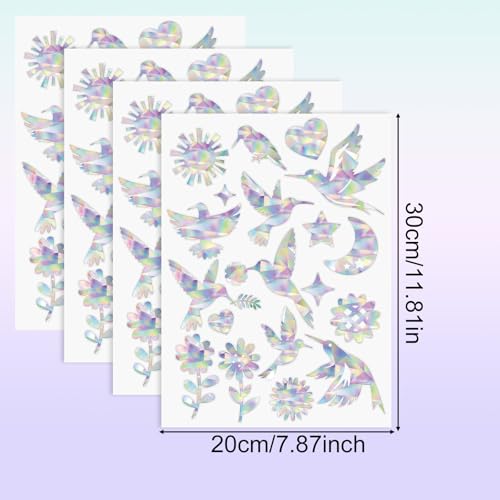 64st Anti-Botsings Raamstickers, Ter Voorkomst van Vogelbotsingen Regenboogeffect Raamstickers Reflecterend Anti-Bossing Geen Lijm Nodig (Verschillende Ontwerpen)