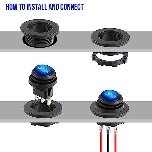 Pak van 4 schakelschakelaar 12V ronde switch 12V LED Rocker switch Waterdichte Ronde 2-Way SPST 3-Pin voor auto, boot, huishoudelijke apparaten 4