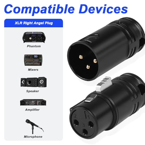 Soldeeradapter voor XLR microfoons, verguld, verstelbaar, rechte hoek, 3-polig, XLR stekker en stopcontact (2 stuks) 4