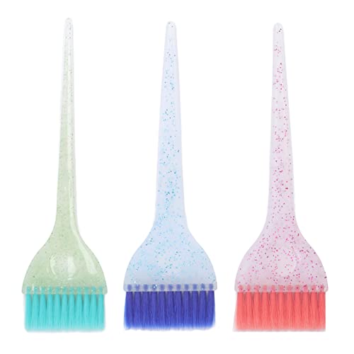 Haarverf penseel 3 stuks Tint borstel set haarkleur borstel Haar markeren borstel Applicator met Glitter handvat voor Home Salon