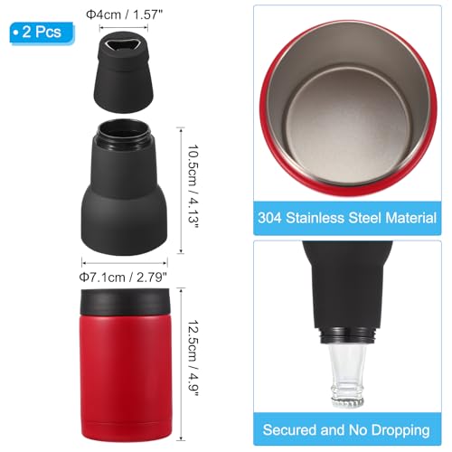 Smart Can Cooler, 2st 12oz Skinny Can geïsoleerd bier sleeve drankhouder met flesopener voor bier soda koffie reguliere blikken en flessen, rood