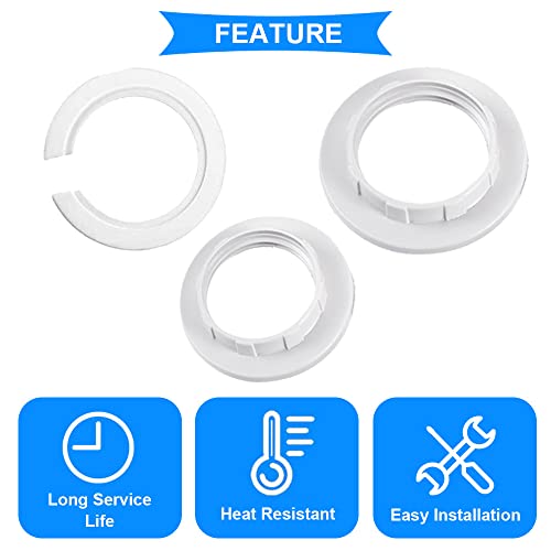 Verpakking van 30 schroefringen E27 kunststof, lampsluiting, lampringverminderaar voor lampkap of glazen elementen met schroefring E14 kunststof, schroefring E27 naar E14 kunststof 3