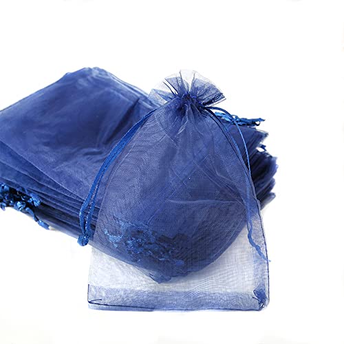 100 stuks Organza zakjes voor het vullen, Organza zakjes, Cadeauzakjes, koord voor Festival, Feest, Bruiloft, Candy zakjes, Juwelen zakjes, Lavender, Cadeauzakjes, 20 x 30 cm, Marine blauw