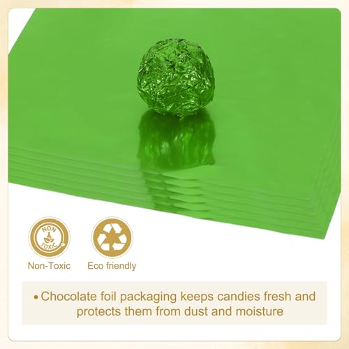 Foil Candy Wraps 15x5 inch, 100st Vierkante glanzende aluminium foil snoep wikkelpapier voor DIY chocolade snoep verpakking decoratie, groen 4
