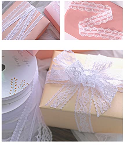 Lace Ribbon White Vintage Lace Rand Gift Ribbon Lace Ribbon Lace Board White Lace Edge voor het naaien van ambachten voor de bruiloft Kerstcadeaus Home Decoratie Tabeldecoratie,1,5cmX20Yard