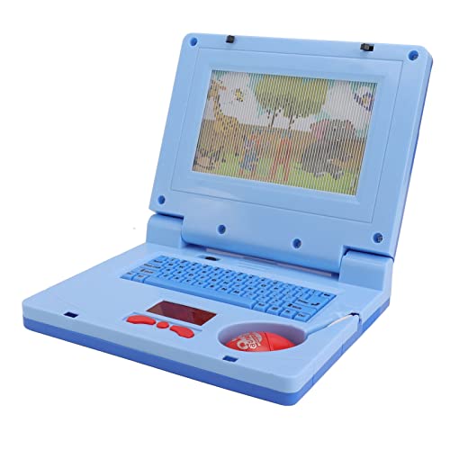 Kinderen leren laptop, 19 X 15,7 X 3,8 cm, educatief LED Muziek Elektronische Cognitieve Ontwikkeling Simulatie Computer Speelgoed (Blue-Non-Retractable Mouse)