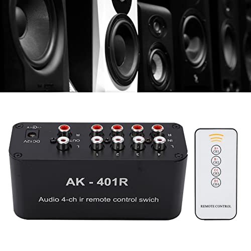 1 in 4 uit DC 12V Stereo Audio Switch Input Signal Source Switcher Selector Splitter Box met Remote Volume Controller 4