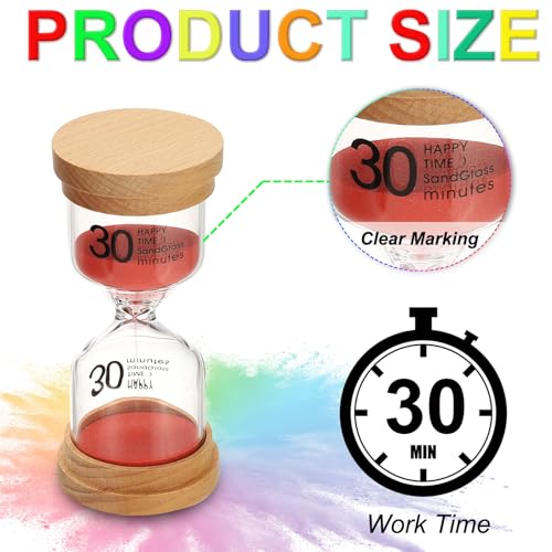 30 Minute Zandklok, Houten Zandhorloge, Hoge Borosilicaatglas, Uurglass, Zandklok, voor spellen, Klaslokaal, Keuken, Kantoor, Home Decoratie, Rood