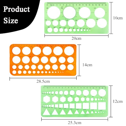 3 stuks tekening stencil meten Plastic stencil lineaal Quilt gereedschap Circle Liniaal voor tekengereedschap Multifunctionele ronde geometrische Stencil Liniaal tekenen set voor