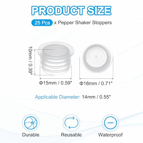 Salt and Pepper Shaker Stoppers 14mm/0.55," 25st Plastic Salt Shaker Plug Replacement Herbruikbare Clear round end cap voor potten flessen buizen