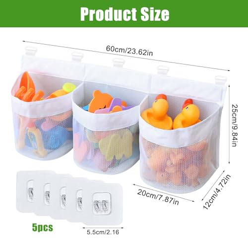 Bad Speelgoed opslagzak met 3 compartiments, opslagzak, badspeelgoed, opslagzak, badspeelgoed, Mesh Bag, opslag en sorteerspeelgoed (wit)