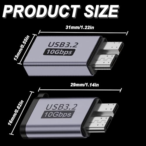 Micro B naar USB 3.0-adapter met Micro B naar Type-C-adapter, Micro B mannelijk naar USB/Type-C USB3.0-gegevensoverdrachtadapter voor computer(4 stuks)