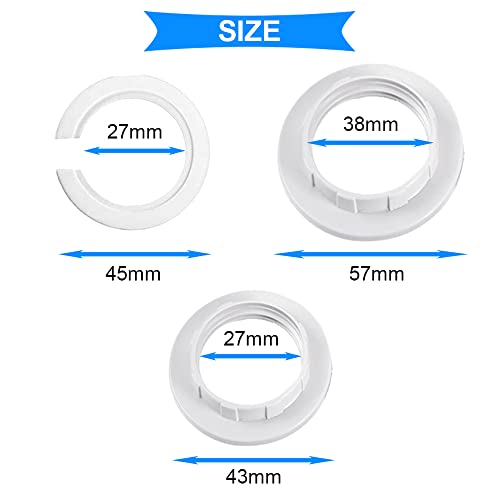 Verpakking van 30 schroefringen E27 kunststof, lampsluiting, lampringverminderaar voor lampkap of glazen elementen met schroefring E14 kunststof, schroefring E27 naar E14 kunststof 4