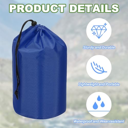 Stuff Sack, 2 stuks 15,5x33cm Waterdichte Outdoor Opbergzak Draagbaar Koordstof Flap Bag Lichtgewicht slaapzak voor Camping Wandelreizen, Marine Blauw 3