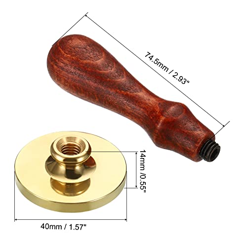 40mm Ronde Wax zegel stempel, verwijderbare messing hoofd zonder snijden houten handvat Retro voor envelop uitnodiging wijn verpakking Cadeauverpakking