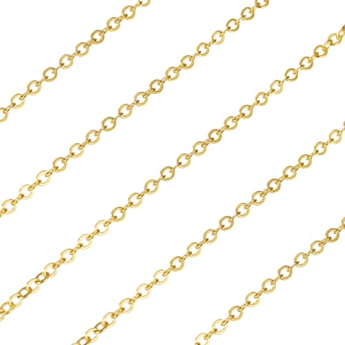 Oval Link ketting geraspt platte Twisted Cross Chain Messing gecoate ijzeren uitbreiding kettingen Bulk voor mannen Vrouwen DIY armband sieraden maken goud 5