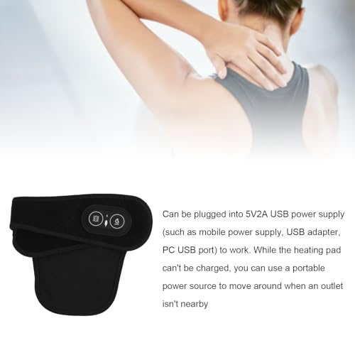 Verstelbare Neck Heating Pad, Elektrische Verwarmde Wrap met 3 Heat Levels, 3 Massage Modi, USB aangedreven, Draagbaar voor warme Compress Neck Heat Pad (zwart)