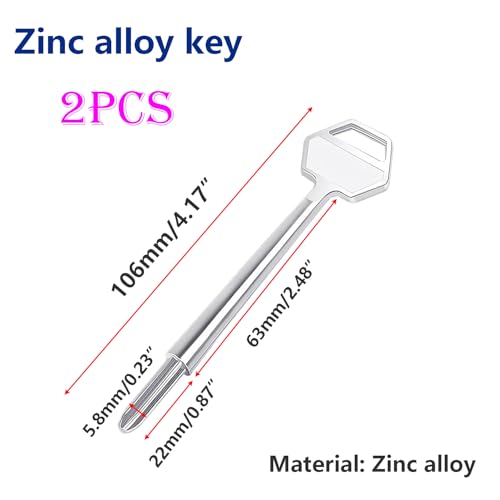 2 st Universele deurbeveiliging Rack Bolt sleutel, raamsleutel, zinklegering Star sleutel, slot Bolt sleutel voor deuren en ramen sloten, sleutel lengte 106m m