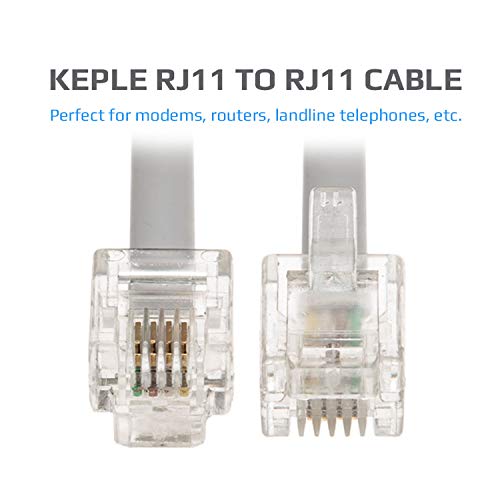 1m RJ11 kabel ADSL uitbreiding Kabel Telefoon Kabeltelefoon Plug High Speed BT Internet Broadband Man naar Man Router en Modem naar RJ11 Telefoon Jack, Microfilter, Vaste lijn draad (White) 4