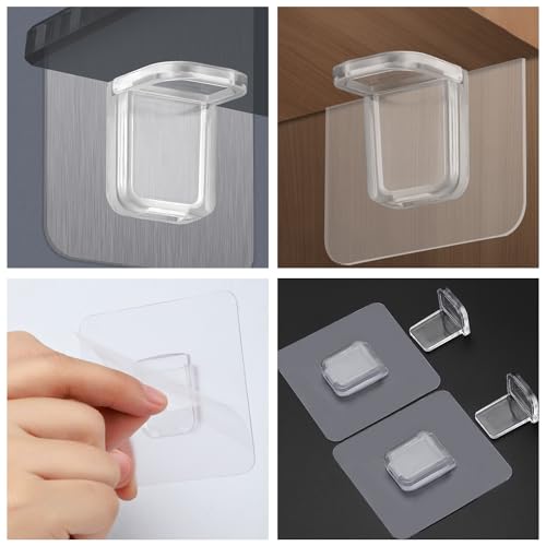 Verpakking van 15 Zelfklevende Plank Hackets, L Vorm Plank Ondersteuning Racks, Punch Gratis Plank Hackets, Zelfklevende Heldere Plastic Pegs, Hanger houder voor Partitie Muur Meubels Boekenkast 4