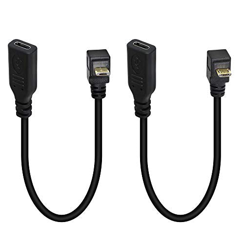 1 Paar USB C naar Micro USB Converter Kabel, Type C Vrouw tot 90 graden naar beneden Micro USB Gegevenskabelondersteuning opladen en gegevensoverdracht (U/D)