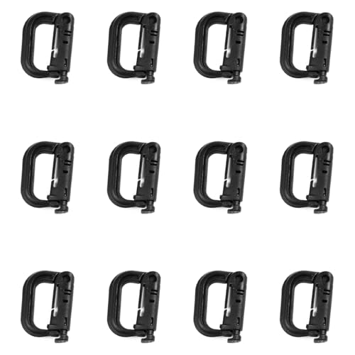 12 st Tactical Hangband Carabiner Molle Strap Nylon Carabiner Clip Keychain Ring voor Tactical Rugzak Klimmen Wandelen Outdoor Gebruik
