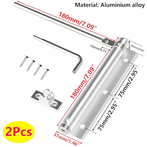2 stuks deursluiter aluminium verstelbare automatische deursluiter Automatische veerdeursluiter Ondersteuning tot 25 kg voor commerciële thuis